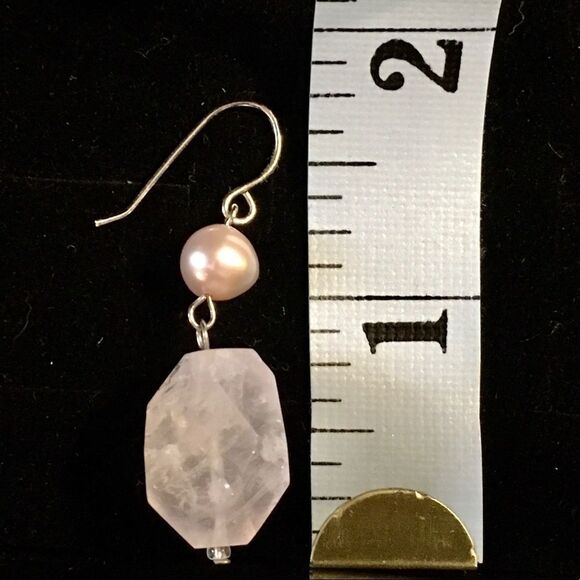 Pink Amethyst and Pearl earrings - Picture 2 of 2